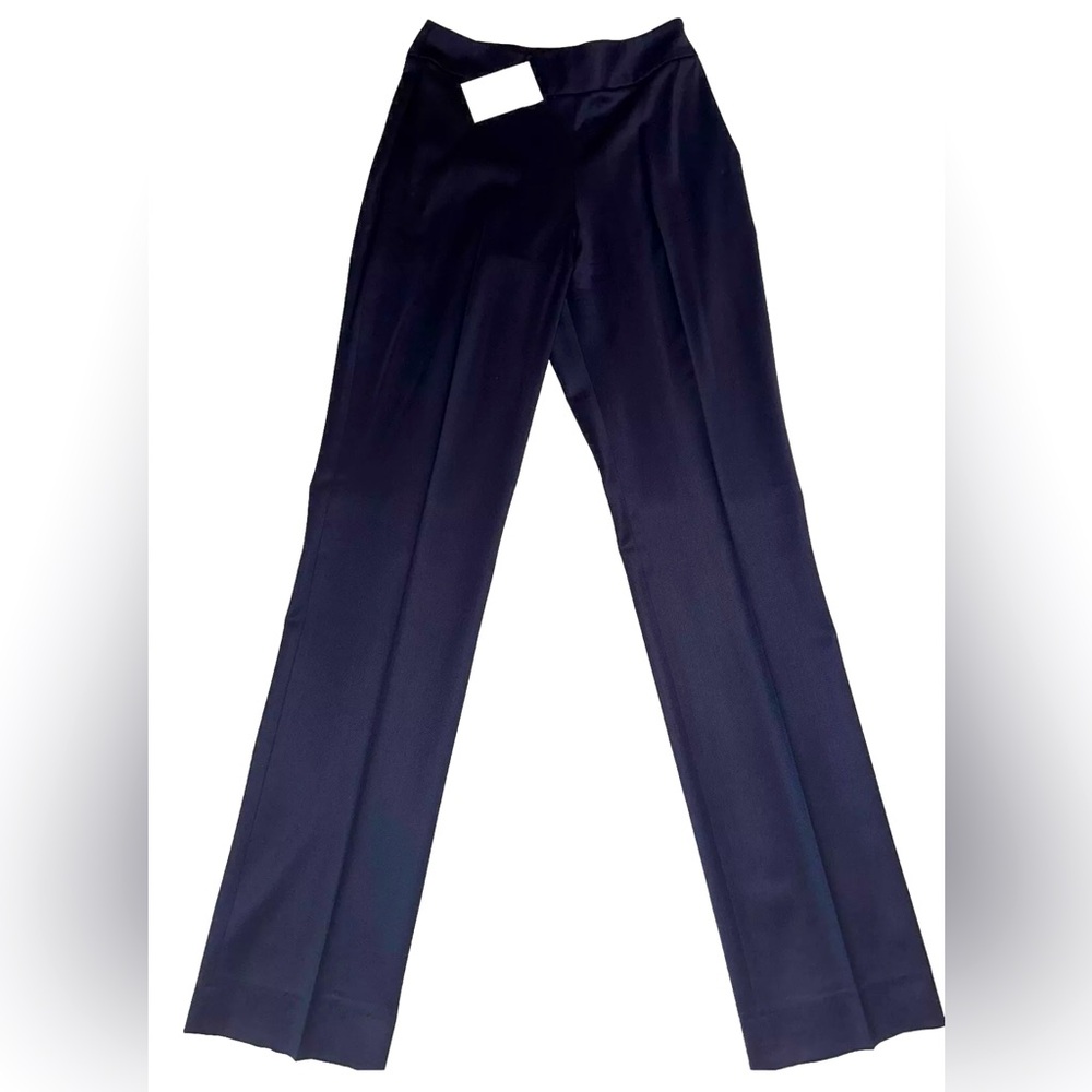 Oscar De La Renta Fine Wool Pants Sz 2/ S NEW Navy Blue Slate Straight Leg Dress